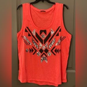 Express Boho Print Tank Top with Sequin Detailing